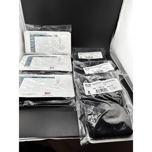 6 Packs Ames Walker 20-30mmHg Compression Stockings Knee High Closed Toe XXL NEW - Picture 1 of 9